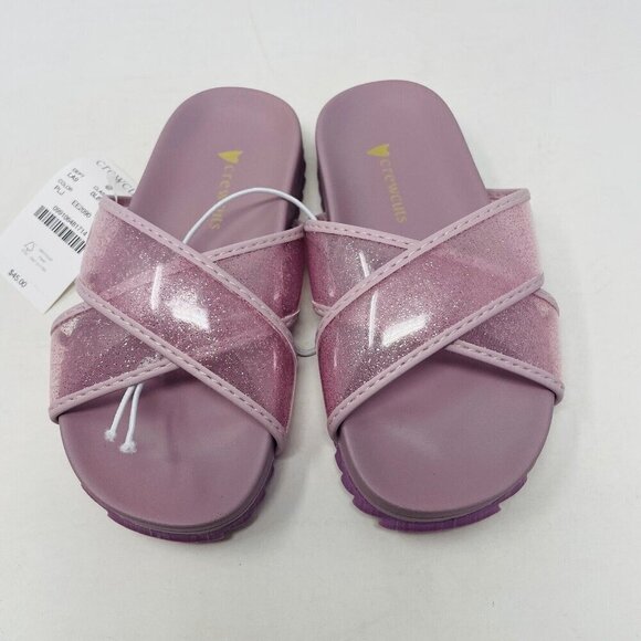 J Crew Crewcuts Little Girl K8 Slip On Pool Glitter Jelly Sandals Purple $45 202 - Picture 4 of 5